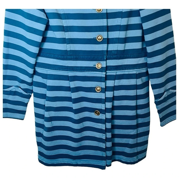Matilda Jane Blue Stripe Fall Breeze Jacket Mod Button Up Women Size Medium - Picture 6 of 12